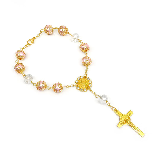 Pearl Bracelet Rosary Cross (PKG)