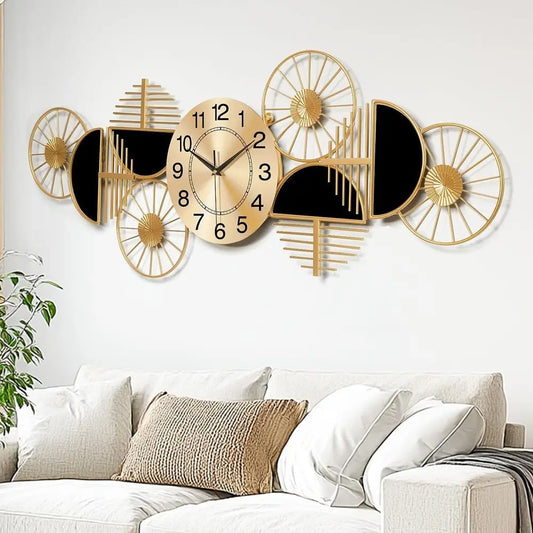 Large Wall Clock,ern Silent Non-Ticking Metal Wall Art Wall Clocks Battery Operated, Horizontal or Veal Hanging Clock or Living