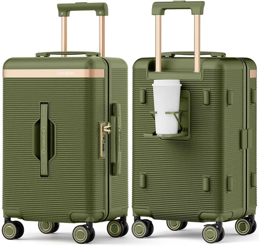 Joyway 22 inch Lightweight, Thin and Durable Short-trip Luggage Suitcase with Cup Holder, TSA Lock, Spinner Wheels