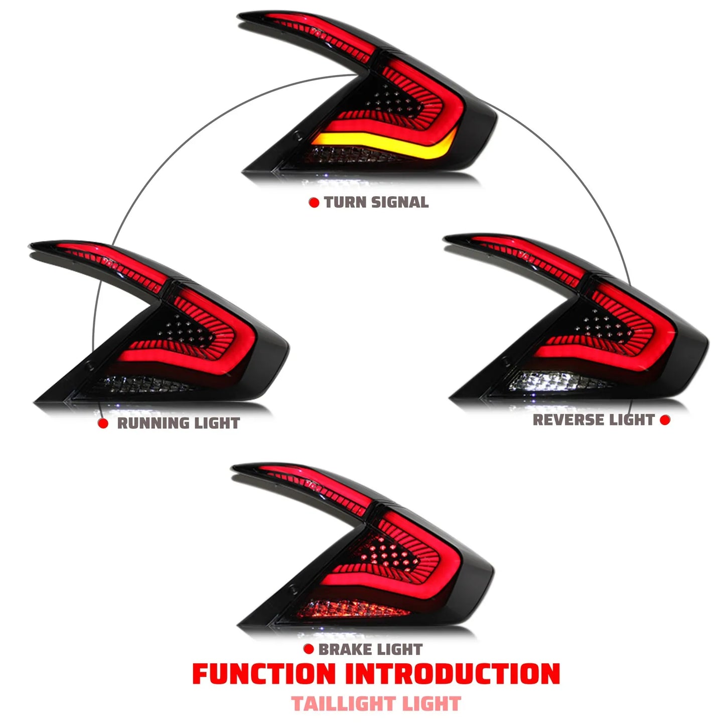 LED Tail Lights For Honda Civic Sedan 2016-2021 10th Gen Saloon Sequential Blinker Rear Lamps Assembly (Not for hatchback Coupe)