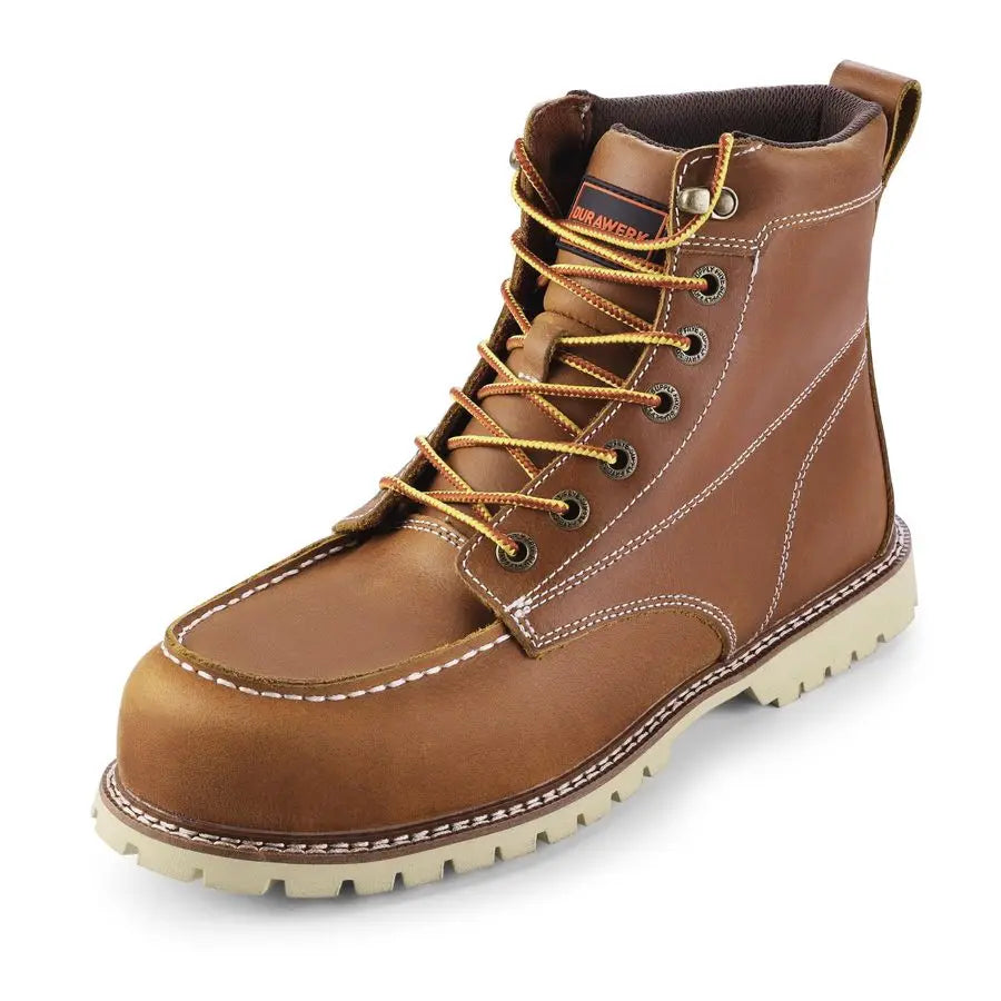 Mens Composite Toe Work Boots, NonSlip Safety Shoes, WaterResistant Leather Construction Boots