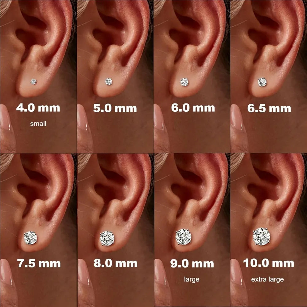 Lab Created Moissanite Round Stud Earrings D Color VVS1 Clarity 18K White Gold Plated Sterling Silver Long-lasting Elegance