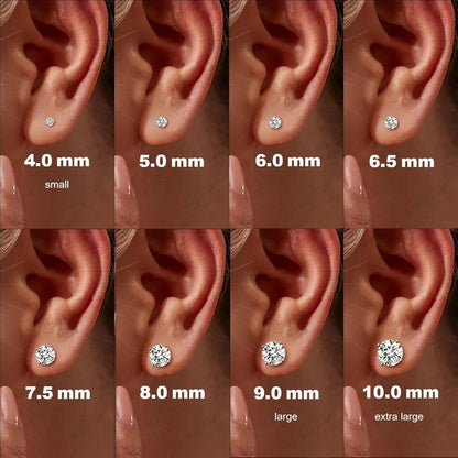 Lab Created Moissanite Round Stud Earrings D Color VVS1 Clarity 18K White Gold Plated Sterling Silver Long-lasting Elegance
