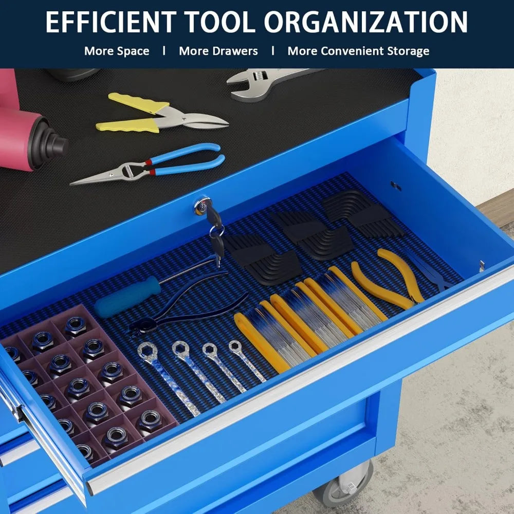 Metal Rolling Tool Chest with 5 Drawers, Lockable Storage Cabinet on Wheels for Garage and Warehouse Organization