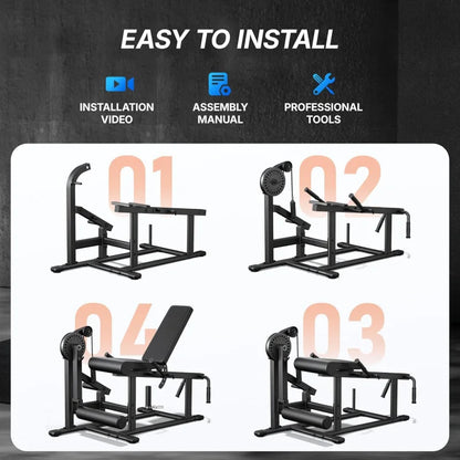 Leg Extension & Hamstring Curl Machine, Seated Extension and Lying for Home Gym, Workout Equipment with 24-Position Adjustment