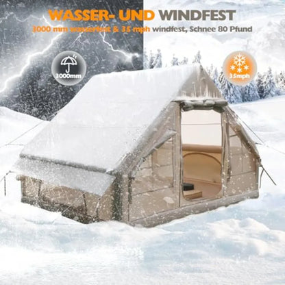 Inflatable Camping Tent Glamping Inflatable Tent for Camping 4 Season WaterWindproof Outdoor Oxford Blow Up Cabin Tent with Mes