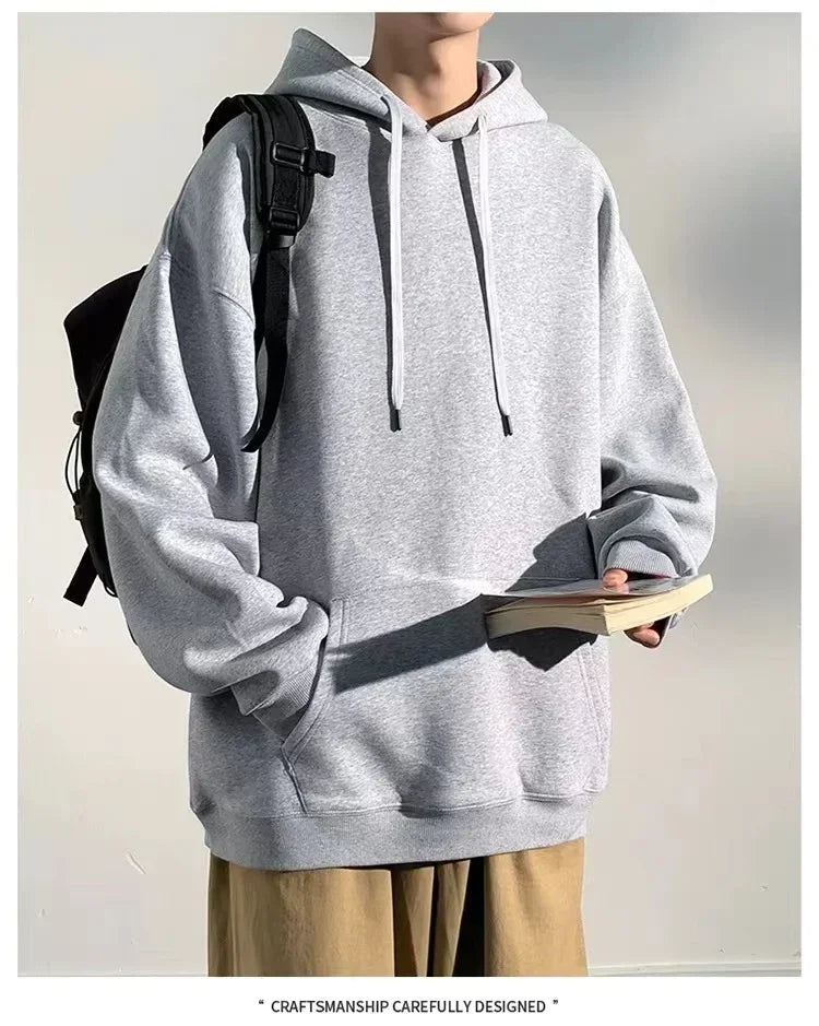 400G Heavy-duty Velvet Autumn and Winter Hooded Sweater Multi-color Solid Color Simple and Thick Sports Hoodie for Men and Women
