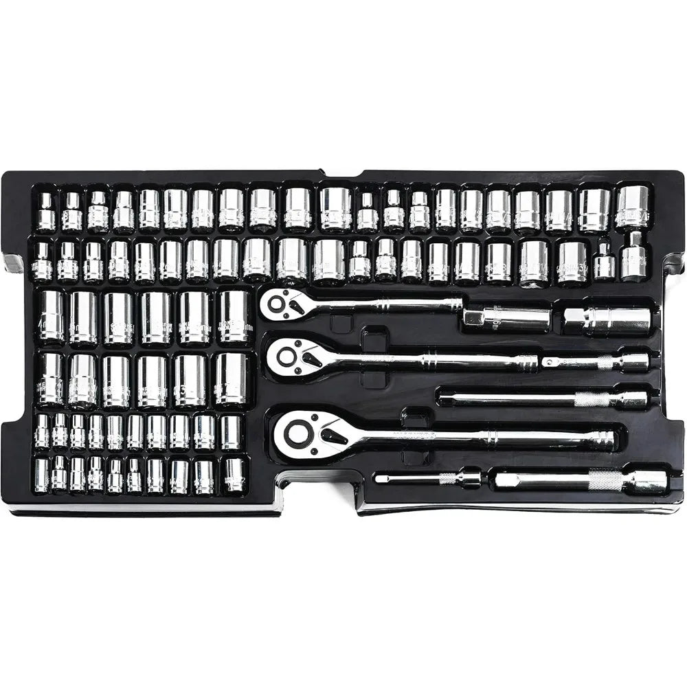 Complete 408-Piece Home Repair Tool Set with 3-Drawer Metal Storage Box and Essential Hand Tools