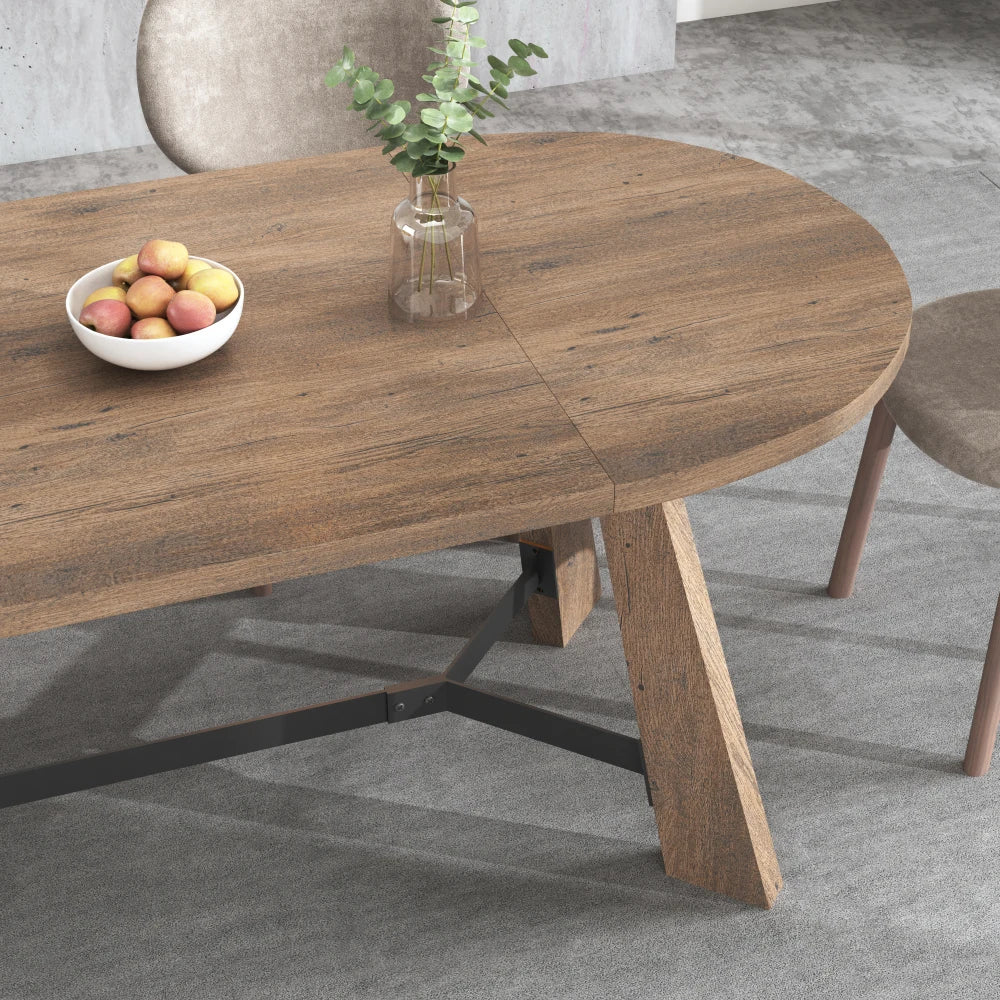 Oval Dining Table Set for 6-8 People, Modern Kitchen Table with Matching Chairs, 1.37 Inch Thick Tabletop & Sturdy Metal Legs, Dining Room Home Office Dinette Set