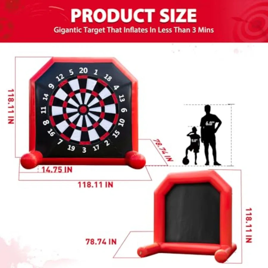 10FT Inflatable Giant Kick Darts Board Outdoor Soccer Dart Board with 4 Balls Giant Kick Darts Soccer Dartboards with Air Pump
