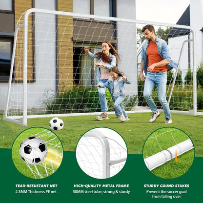 NAIZEA Soccer Goals - Multiple Sizes Available in 24x8 21x7 18x7 12x6 16x7 10x6 8x6 6x4 Feet - Durable Metal Construction for B