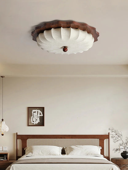 Japan Vintage Wood Ceiling Light Retro Cloth Ceiling Chandelier Restaurant Hotel Fabric Art Deco Light Living Room Mood Light