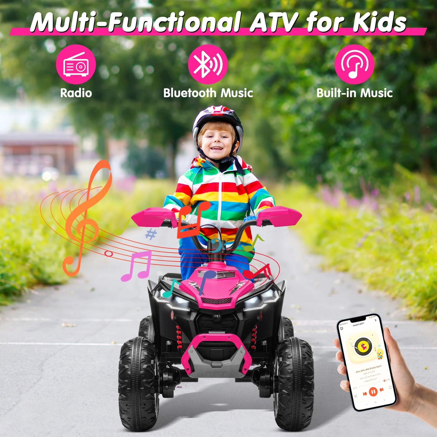 Kids ATV 4 Wheeler,  Upgraded 2 Seater 24V Ride On Toy for Big Kid w/800W Powerful Motor, Battery Powered