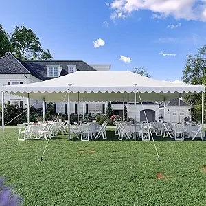 20x40 Party Tent Heavy Duty Waterproof | Large Wedding Tent for 120 People, Fire Retardant PVC Canopy with 3 Reinforced Poles,