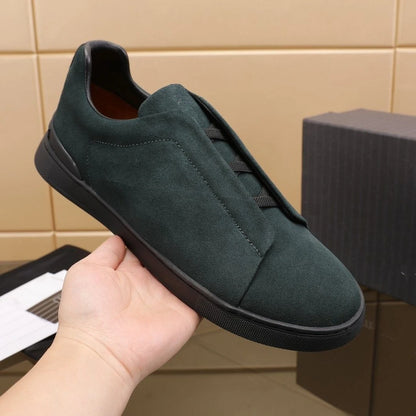 2025 New Genuine Leather High-End Men's Shoes, Slip-On European Trend Board Shoes, Casual Commute Versatile