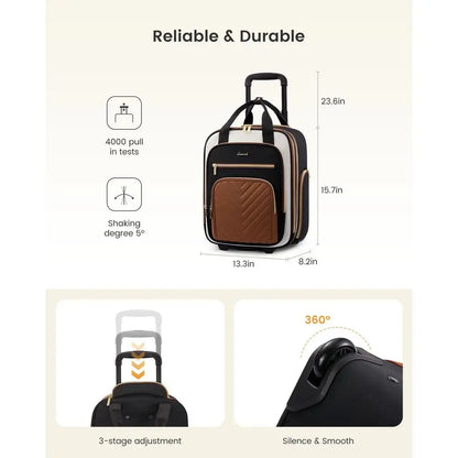 Carry On Luggage with Wheels, Lightweight Stylish Under Seat Luggage, Soft Sided Small Personal Item Suitcase for Travel