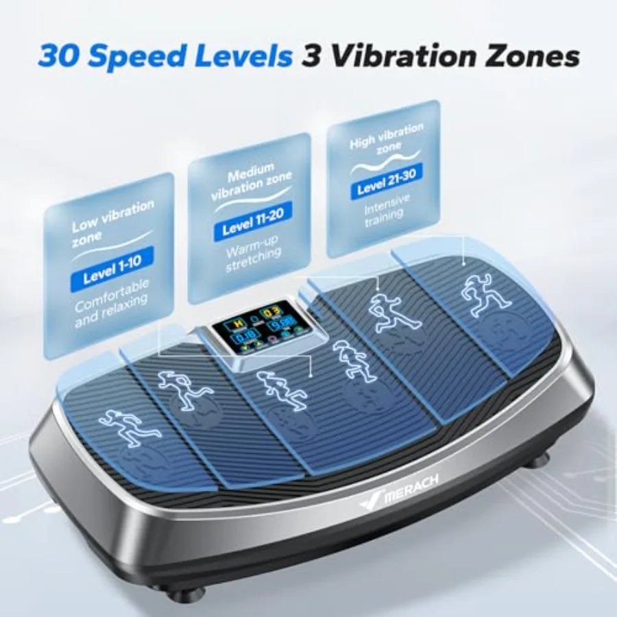 MERACH 3D 4D Vibration Plate Exercise Machine for Lymphatic Drainage Weight Loss with 2 Tension Ropes Whole Body Vibration Plat