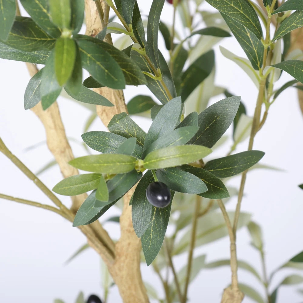 Artificial Olive Tree With Big Decorative White Pot, Tall Indoor & Covered Outdoor Decorative Tree, 1pc/set
