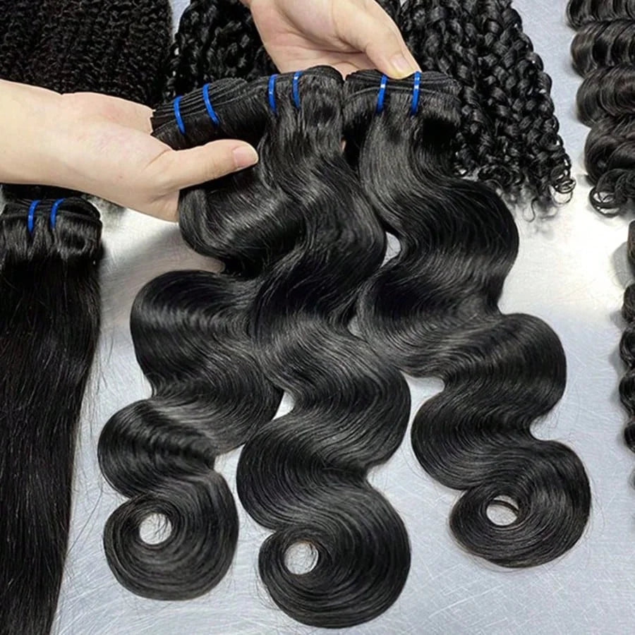SIXQUEEN 15A Human Hair Bundles 34 36 38 40Inch Body Wave Unprocessed Vietnamese Hair 1/3/4 Bundles Extensions Quick Weave Human Hair Natural Black
