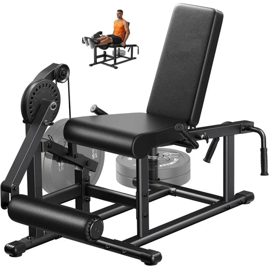 Leg Extension & Hamstring Curl Machine, Seated Extension and Lying for Home Gym, Workout Equipment with 24-Position Adjustment