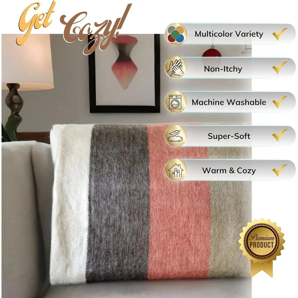 Wool Throw Blanket | Warm, Ultra-Soft, Breathable, Non-Itchy Blanket-Throw | Hypoallergenic and Beautiful Fabric (Brick Red)