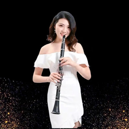 Bb Student Clarinet with 10 Reeds, Stand, Hard Case, and Cleaning Cloth for Professional Use