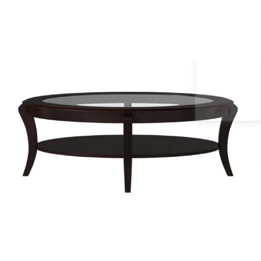Fashionable living room furniture coffee table with glass insert top, double-layer storage