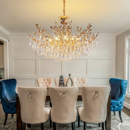 Modern Crystal LED Ceiling Chandelier for Living Room Luxury Dining Room Bedroom Pendant Lamp Gold Round Indoor Light Fixture