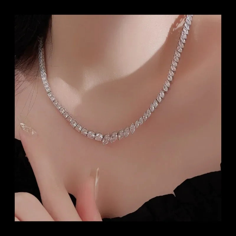 AliExpress new personalized S925 silver necklace simple necklace female niche design sense