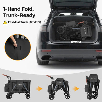 Foldable 2-seater baby stroller, outdoor storage cart, portable camping vehicle, shock-absorbing, detachable sunshade