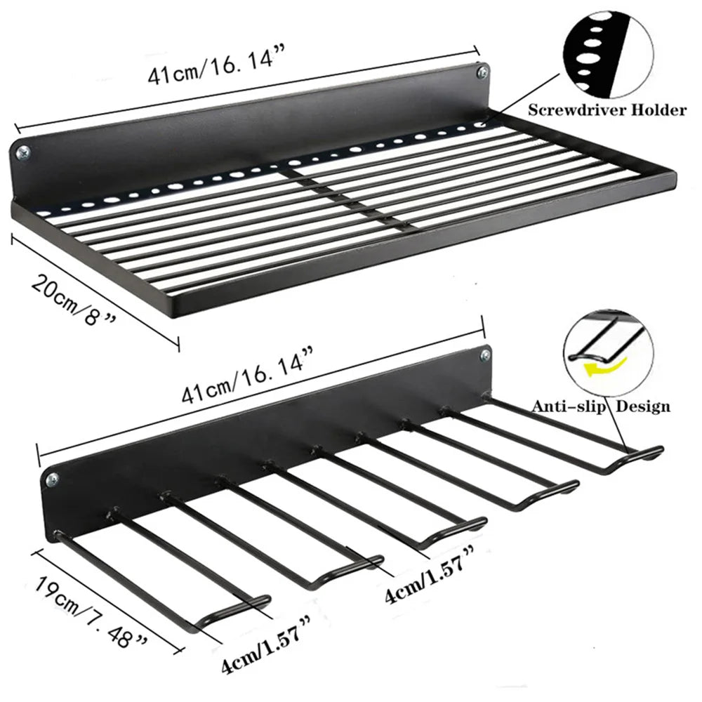 Power Tool Storage Rack Wall-mounted Hardware Screwdriver Wrench Drill Heavy Duty Thicken Shelf for Workshop Metal Tool