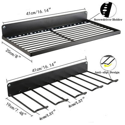 Power Tool Storage Rack Wall-mounted Hardware Screwdriver Wrench Drill Heavy Duty Thicken Shelf for Workshop Metal Tool