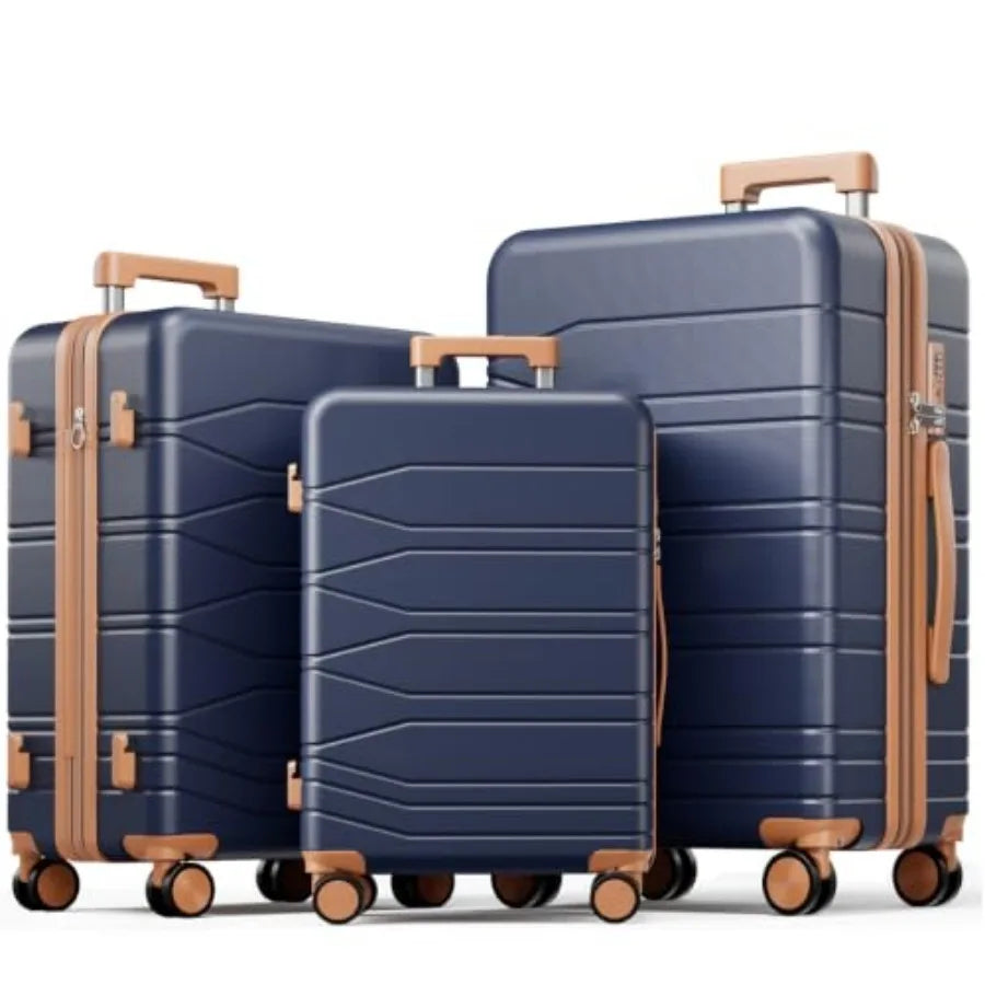 3 Pcs Expandable Luggage Set Suitcases with Wheels Hardshell Large