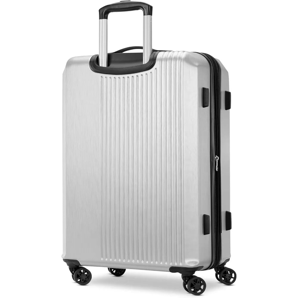 alliance collection hardside spinner luggage set, lightweight, 3-piece (carry-on/medium/large), silver