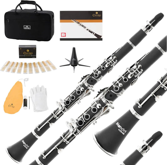 Beginner Bb Clarinet Set with Case, Reeds, and Accessories - Black