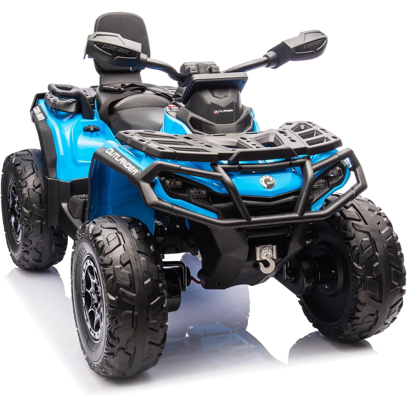 2 Seater Ride On ATV 24V Licensed Can-Am Electric ATV, 4 Wheeler 4WD Leather Seat, LED Lights Ride On Toys, Gift for Kids