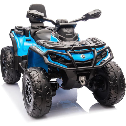 2 Seater Ride On ATV 24V Licensed Can-Am Electric ATV, 4 Wheeler 4WD Leather Seat, LED Lights Ride On Toys, Gift for Kids