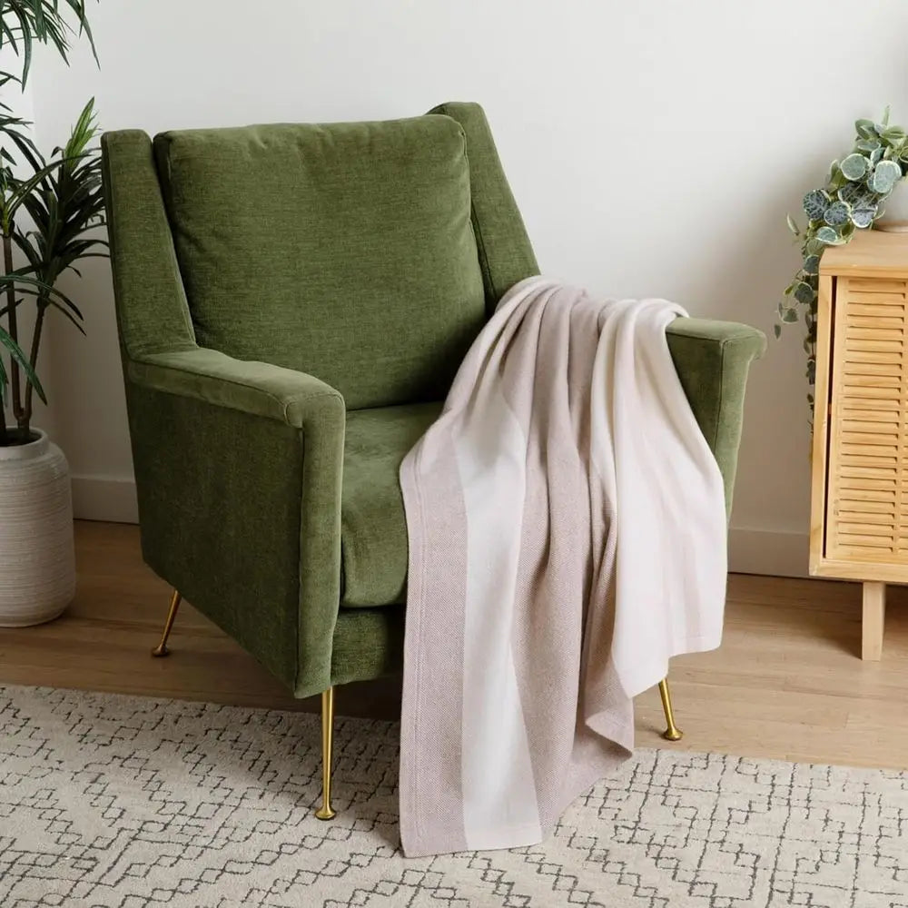 100% Pure Cashmere Throw Blanket for Couch, Sofa & Bed, Ultra Soft Woven Cashmere Blanket Throw, Large Full Size 73” x 54”, Off-