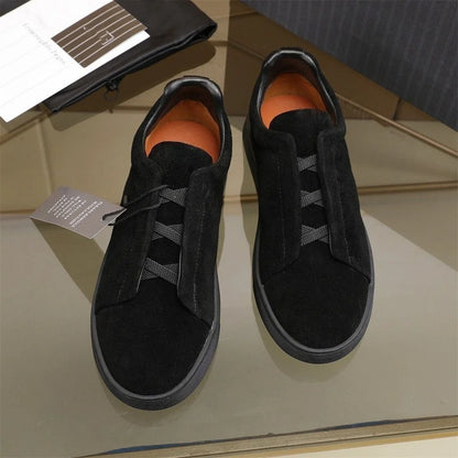 2025 New Genuine Leather High-End Men's Shoes, Slip-On European Trend Board Shoes, Casual Commute Versatile