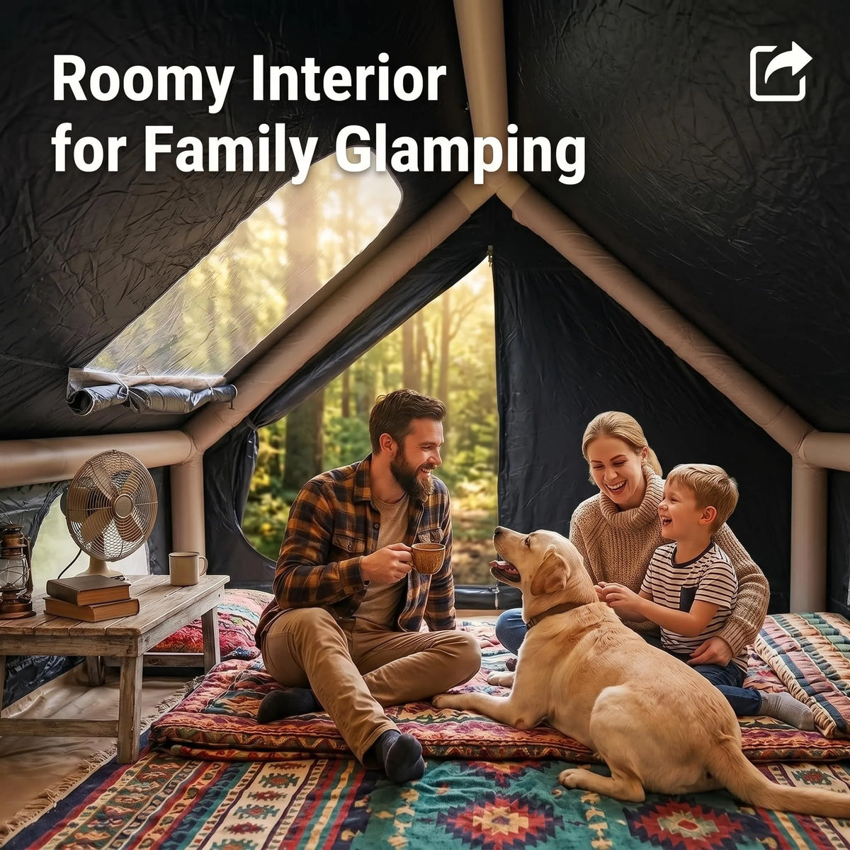 6.3㎡ Inflatable Camping Tent Full Set Outdoor Sunscreen Thicken Oxford Cloth Rainproof Field Overnight Camp Marquee by IHOMEINF