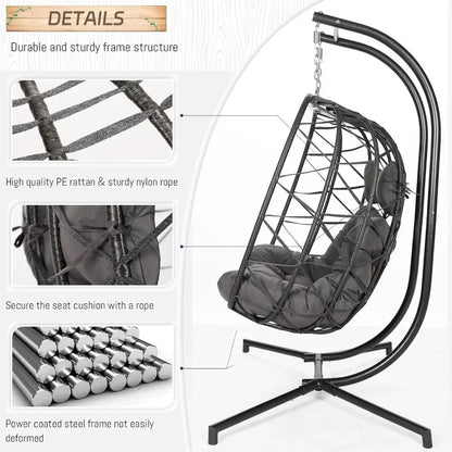 Extra Large Double Hanging Egg Chair 2 Person Outdoor Indoor Heavy-Duty 700 Lbs Wicker Hammock Swing Chair with Stand,Customized