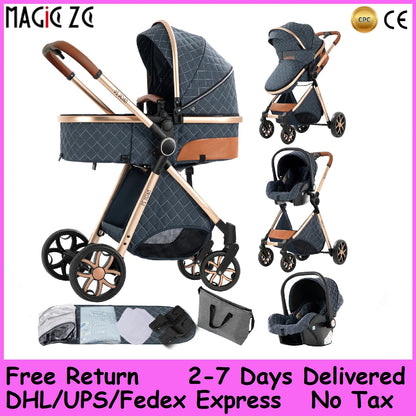 Baby Stroller 3-in-1 Lightweight stroller Travel System Multifunctional Pram with Aluminum Frame Compact Stroller for Newborn