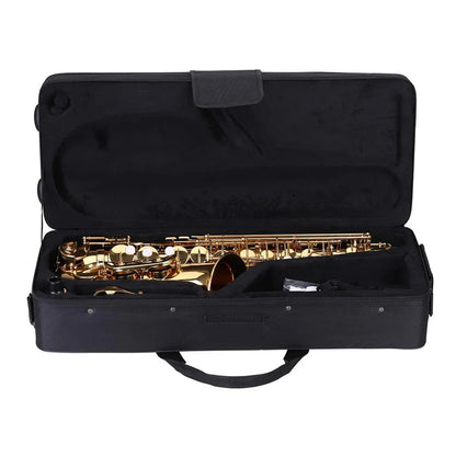 US Eb Alto Saxophone Brass Lacquered Gold E Flat Sax 802 Key Type Woodwind Instrument Cleaning Brush Cloth Gloves Strap Padded