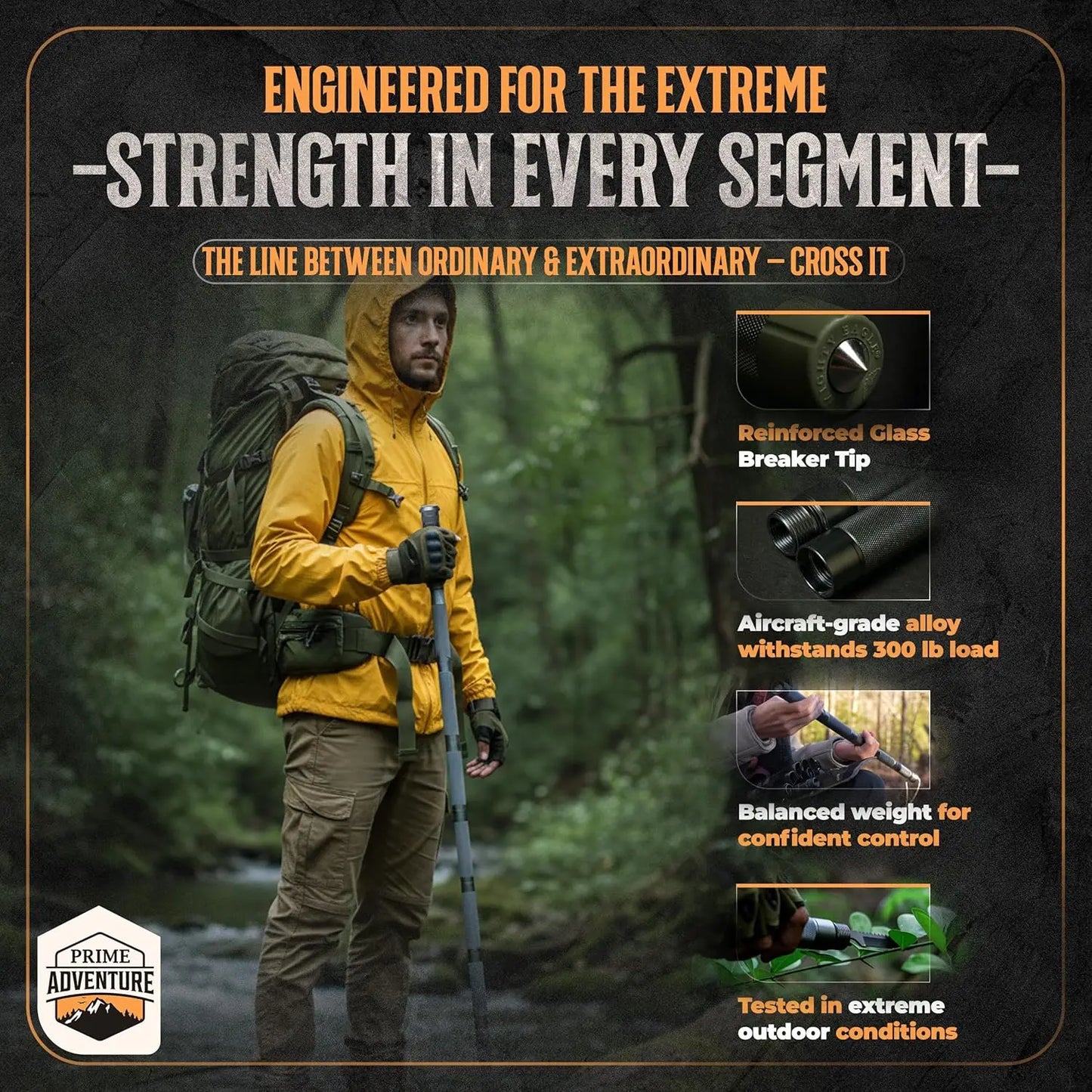 15-in-1 Collapsible Tactical Walking Stick for Hiking, Camping & Survival Gear with 8 Tubes