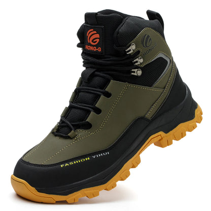 Mens Safety Shoes With Steel Toe Waterproof Boots Puncture Proof Anti-smash Mens Outdoor Work Sneakers Construction Work Shoes