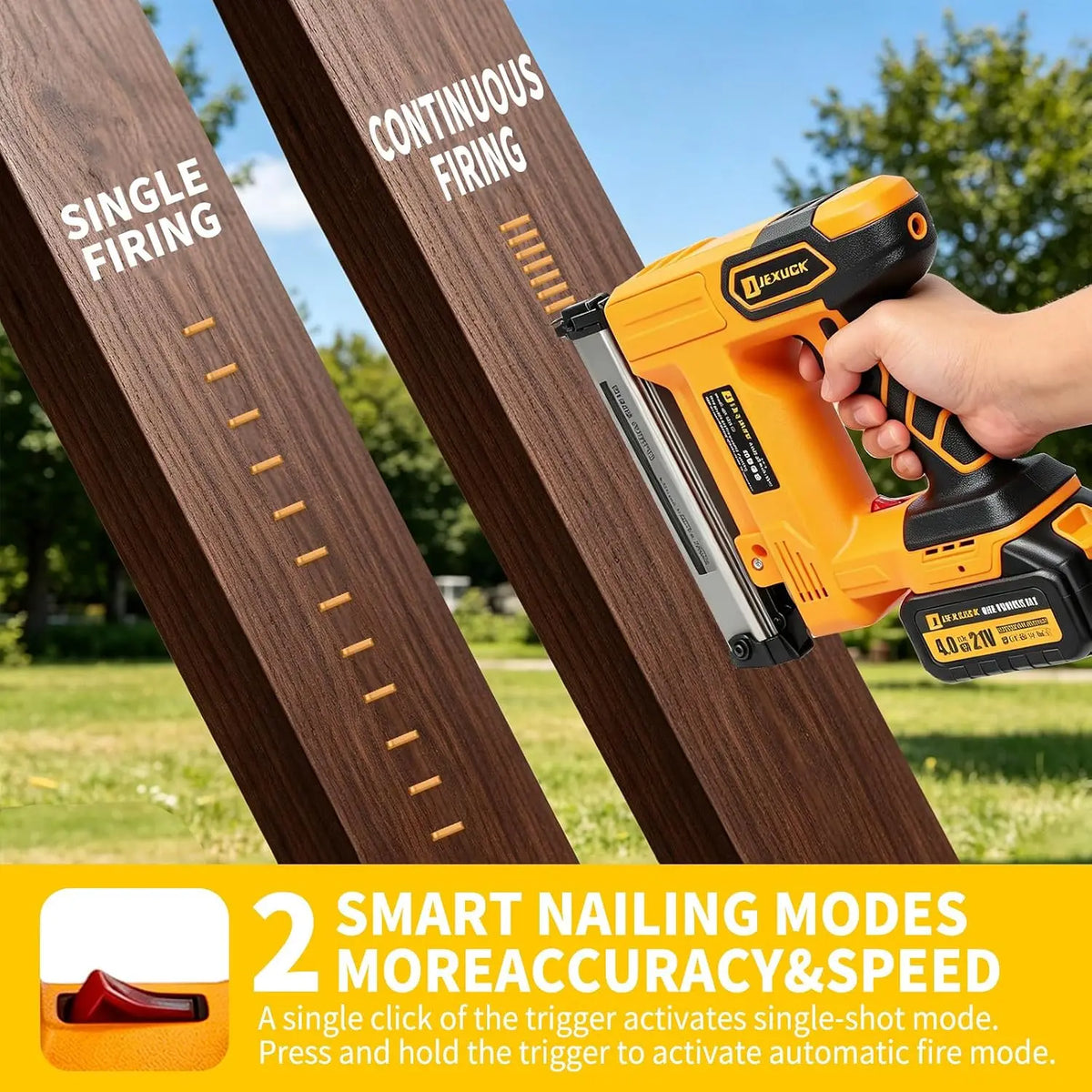 Battery Powered 18GA 2-in-1 Brad Nailer and Stapler, Cordless Finish Nail Gun with 2 x 4.0Ah Batteries, 1000 Brad Nails and 1000 Staples Included, Electric Nailer for Woodworking and Home Improvement