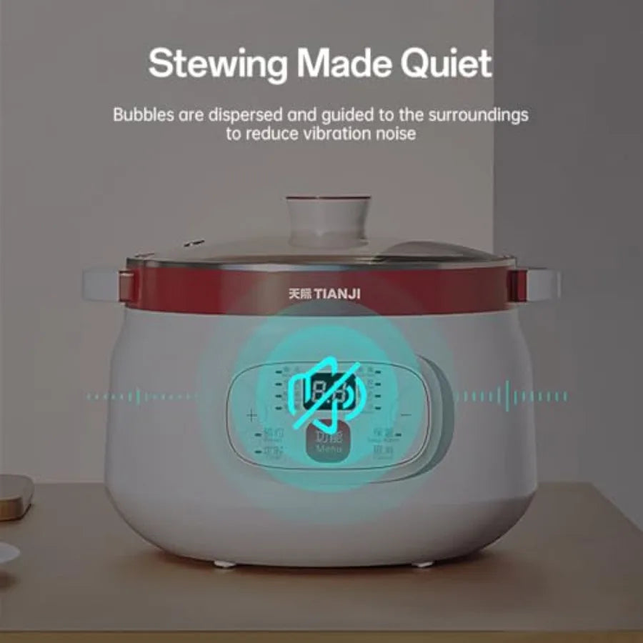 Small Electric Stew Pot with Multi-Purpose Ceramic Cooker for Soup Preparation Dessert Making and Steaming Food Features Multip