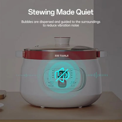 Small Electric Stew Pot with Multi-Purpose Ceramic Cooker for Soup Preparation Dessert Making and Steaming Food Features Multip