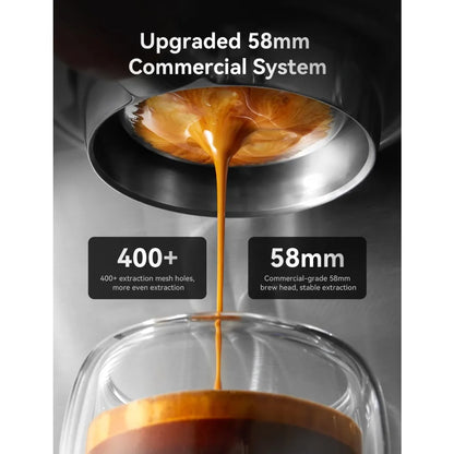 Neretva Espresso Machine, 58mm Professional Espresso Coffee Machine 15 Bar Retro Espresso Maker with Powerful Milk Frother & Vis