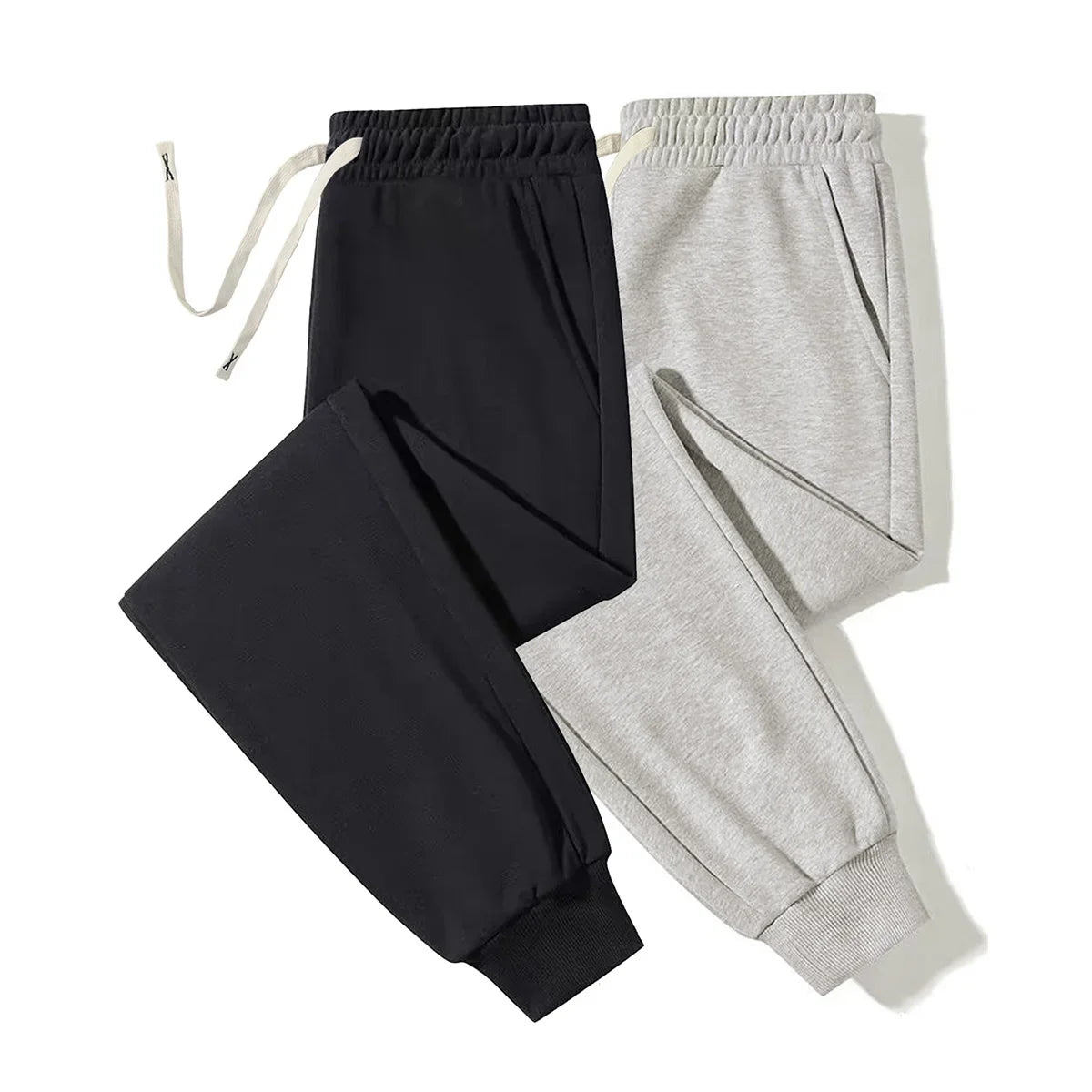 2-piece men's solid color ankle binding jogging pants, suitable for casual sports running, fitness, and outdoor activities